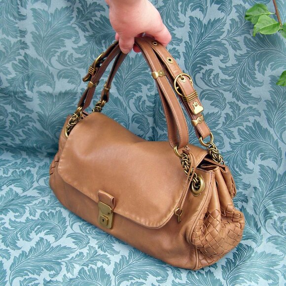 Bottega Veneta Intrecciato Cognac Leather Shoulder Bag - Picture 2 of 16